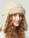 Шапка ушанка зимняя меховая теплая авиатор овчина, бежевый