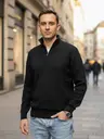Свитер базовый с воротником на молнии, черный