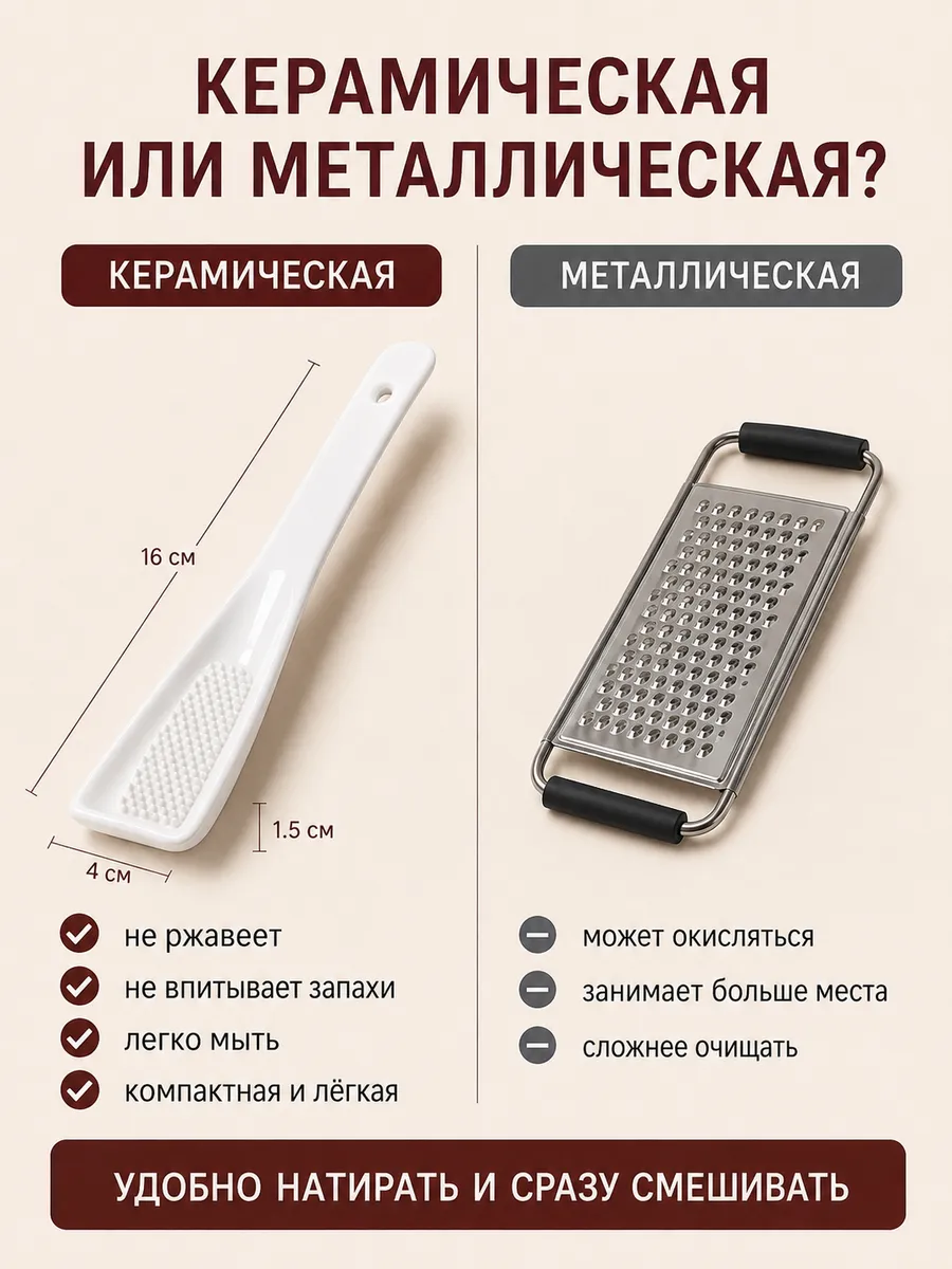 Терка-ложка керамическая лопатка — лопатки кухонные оптом, фото 2 из 3