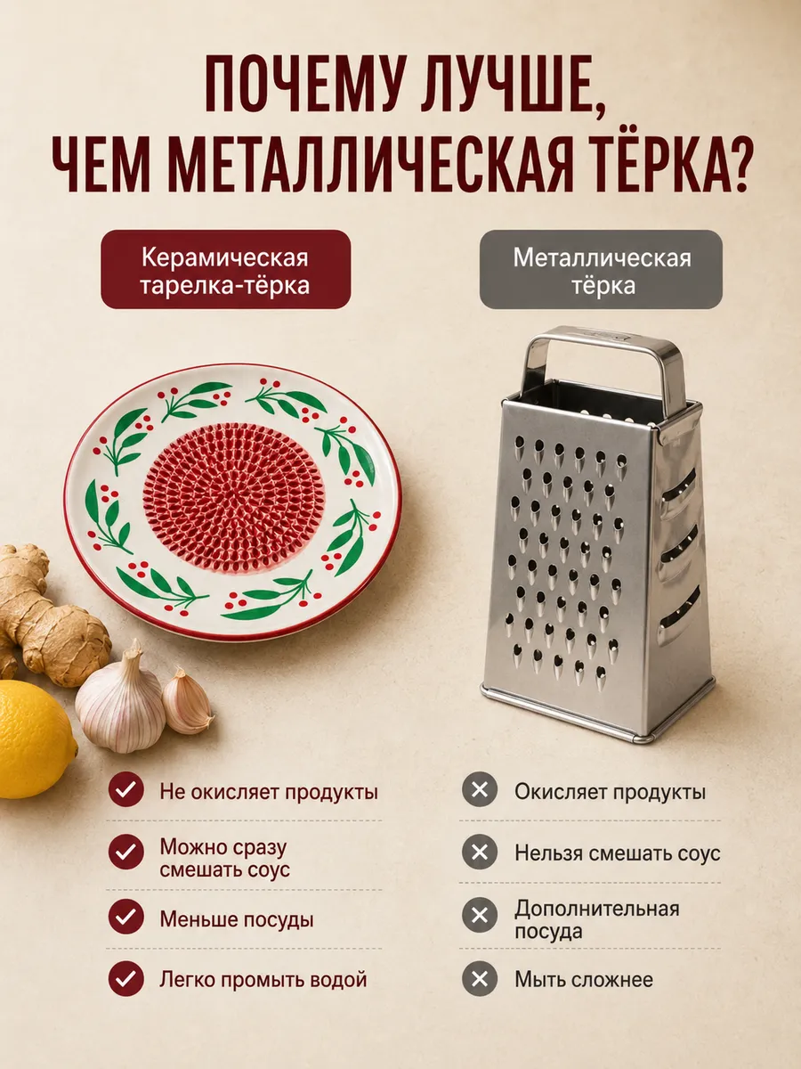 Тарелка терка керамическая большая 15 см для чеснока, зеленый — терки оптом, фото 4 из 4